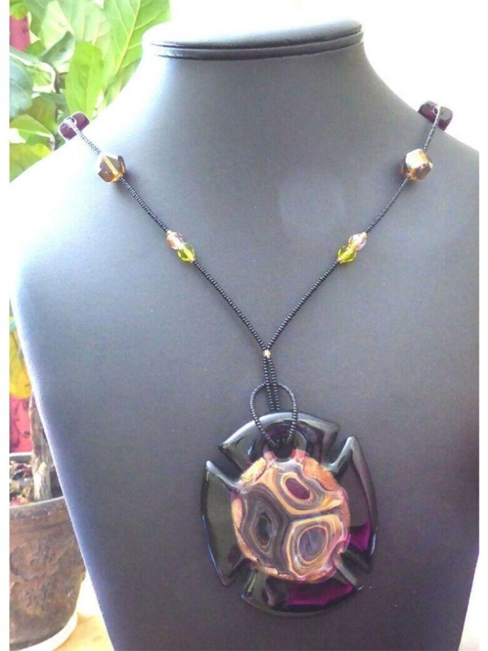 Signed Tagliapietra Zanvettori 36" Murano Glass Opera Necklace - Made in Italy